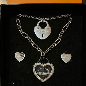 Tiffany & Co. Silver Heart Lock Jewelry Set
